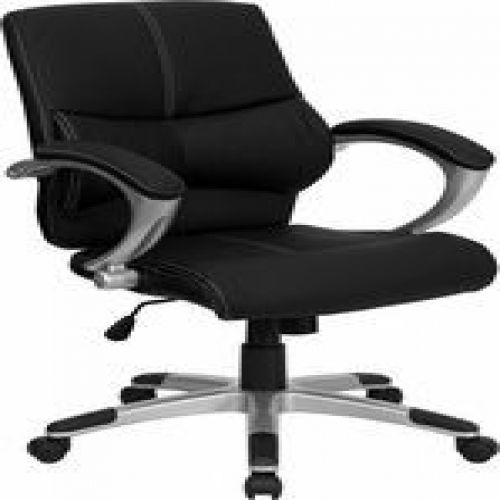 Flash Furniture H-9637L-2-MID-GG Mid-Back Black Leather Contemporary Manager&#039;s O