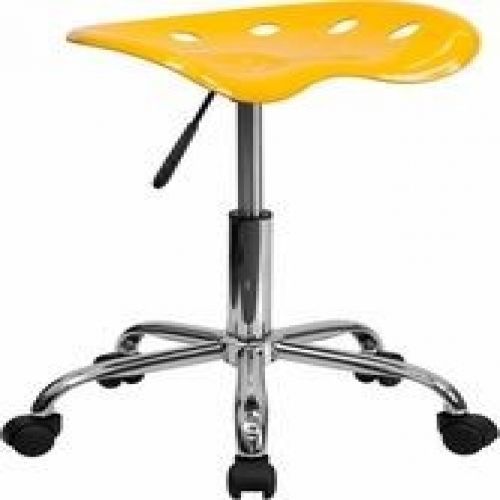 Flash Furniture LF-214A-YELLOW-GG Vibrant Orange-Yellow Tractor Seat and Chrome