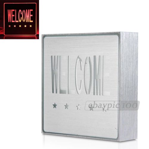 Silver Aluminum Red LED Light WELCOME Sign Bar KTV Club Wall Mount