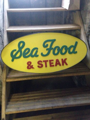 Vintage Commercial Restaurant Sign Outdoor Seafood Steaks