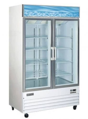 Omcan 25cf 2 door commercial glass display ice cream freezer - premium series! for sale