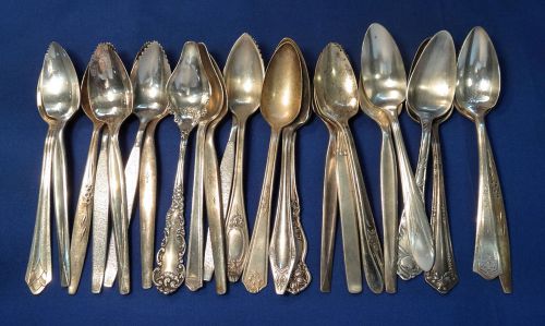 Vintage Silver Plated Silverware Flatware Craft Lot 24 Assorted Fruit Spoons
