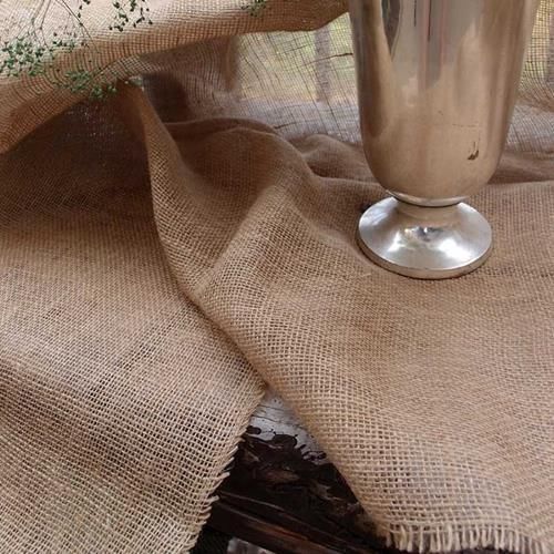 Square Rustic Burlap Tablecloth Table Cover with Fringed Edge, 72 inch