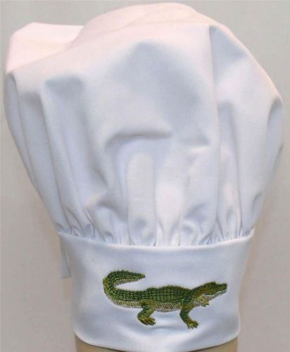 White Alligator Crocodile Child Size Chef Hat Adjustable Velcro Monogram Custom