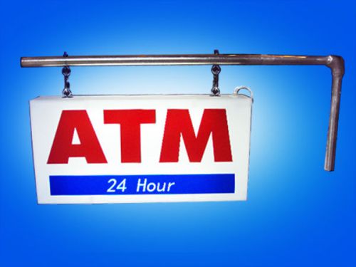 ATM Machine Sign - Double Sided Light Box  - with Hanging Pole