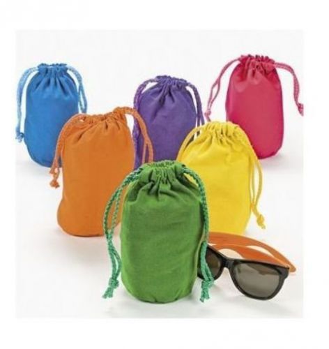 NEW Dozen Bright Color Canvas Drawstring Bags