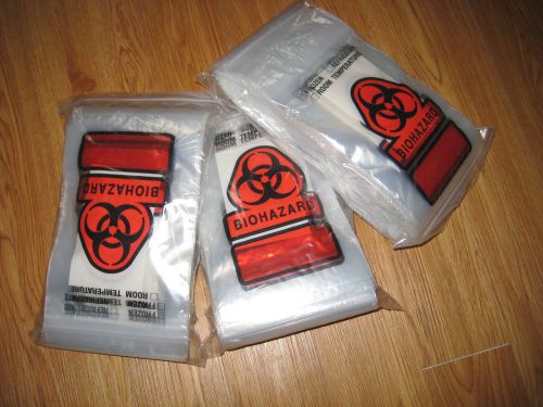 Biohazard specimen plastic bag, 6x9&#034; with absorbent pad, 100ct/pk, 3 packs, for sale