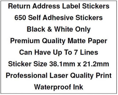 650 personalised return address label stickers laser quality print for sale