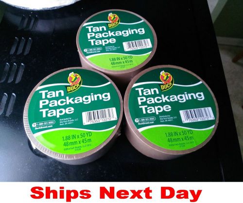 3 ROLLS TAN Duck Duct Packaging Packing Shipping Tape 150 Yards Total