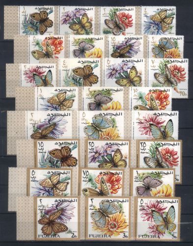Fujeira &#034;butterflies, flowers&#034;  complete set of  27 stamps  mi#159-185  mnh for sale