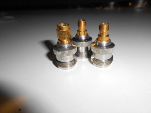 Huber &amp; suhner gold plated N to SMA  set  adaptor Lot of 3 pcs