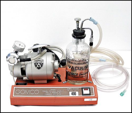 Allied gomco 400 vacuum suction pump portable aspirator 1/20 hp w/jar &amp; hose for sale