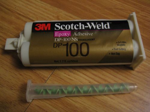 ONE NEW 3M SCOTCH-WELD EPOXY ADHESIVE 01/2016,  DP-100 1.7 OZ WITH MIXING NOZZLE