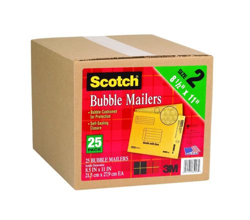 New office scotch bubble mailer 8.5 x 11 inches size #2 25-pack 7914-25-cs stude for sale