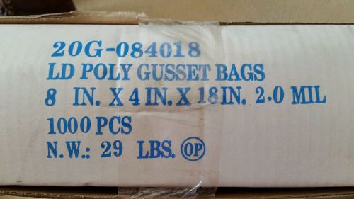 8x4x18 2 Mil Clear Gusset Expand Plastic Poly Bags 1000 Elkay FDA compliant