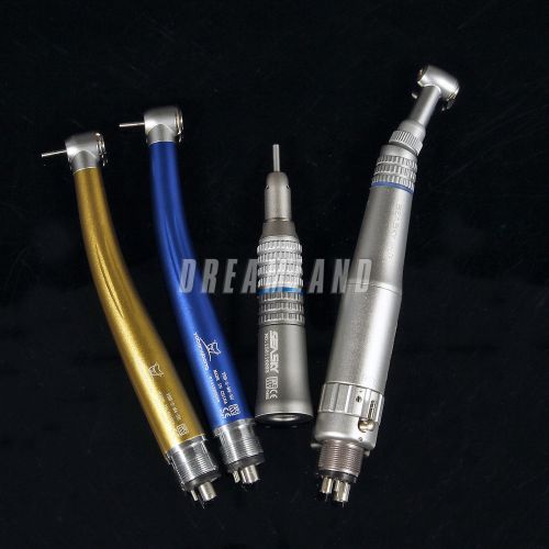 2 pcs dental high speed handpiece + low speed straight contra angle motor kit ca for sale