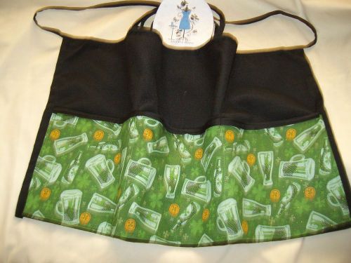 Black Server  Waitress Waist Apron St Patrick&#039;s Day Beer  Name Embroidered FREE