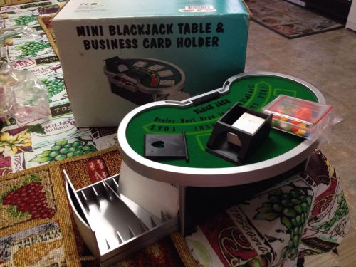 Mini Blackjack Table And Business Card Holder Complete All Access.  Cards, Chips