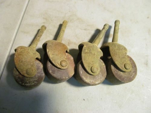Antique Furniture Casters 1 1/2&#034; Wood Wheels Steampunk
