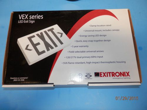 Exitronix vex series led red single or double face exit sign vex-u-bp-wb-wh for sale