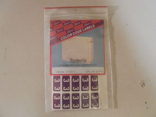Smead Purple Color (33) Code Labels &#034;Numeric&#034; for End Tabs. # ETSN-3 UPC # 67473