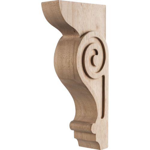 Solid Wood- Transitional Scrolled Corbel- 4&#034;Wide x 8&#034; Deep x 18&#034; Tall- # COR25-3
