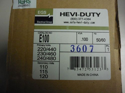 Sola EGS E100 Hevi-Duty Series Industrial Transformer New in Box F5
