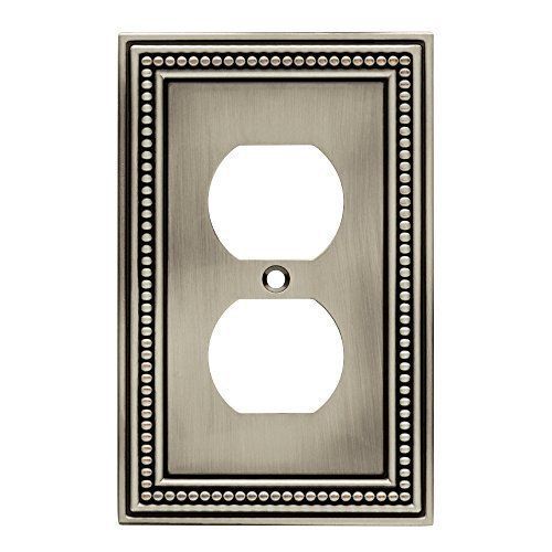 Brainerd 64776 beaded single duplex wall plate, brushed satin pewter new for sale