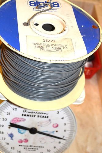 Alpha 1555 pvc hookup wire 18 awg stranded ~95% of 1000 ft spool new gray for sale