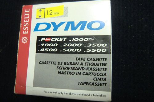 5 Dymo Tape Cassette  - New - 3 Black/White - 2 Blue/White 12mm x 7m