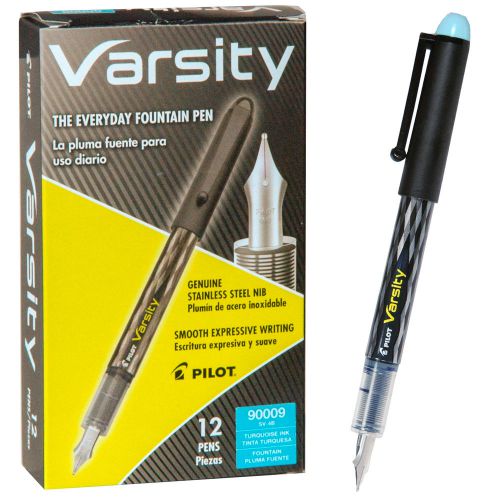 Pilot Varsity Disposable Fountain Pen, Turquoise Ink, Box Of 12, 90009