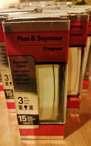 Pass &amp; Seymour 15-Amp 3 way/3 way Lighted/Single Pole  Light Almond Lot Of 6 New