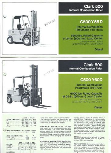 Fork Lift Truck Brochure - Clark - C500 Y 55D 60D 70D 80D- 4 item c1975 (LT135)