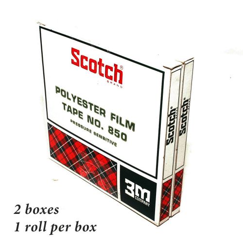 Lot of 2 pcs of 3M Skotch Polyester Film Tape No. 850, 1/2&#034; x 72 Yd, Black