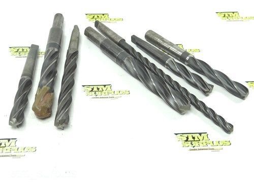 Lot of 7 hss assorted shank core drills 17/32&#034; to 21/32&#034; union cle-forge ptd for sale