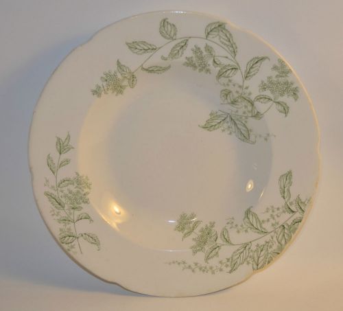 J &amp; C Meakin Mabel Soup Bowl Hanley England Semi-Porcelain Green leaves