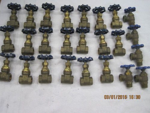 Lot of 25 brass valves 20 1/2&#034; female pipe thread 5 male 90 deg male hose for sale
