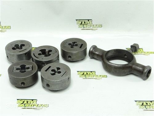 5 sets of hss dies 1/2&#034; -13 nc to 7/8&#034; -9 with 5 die holders &amp; 2-3/4&#034; wrench for sale