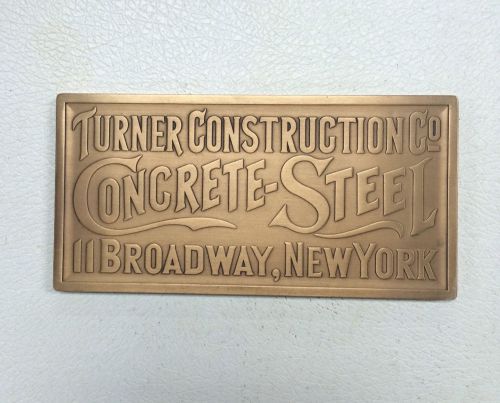 TIFFANY &amp; CO BRONZE PLAQUE FOR THE TURNER CONSTRUCTION CO &#034;1902-2002 CENTENNIAL&#034;