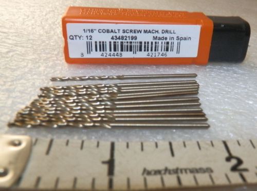12 pcs 1/16&#034; screw machine length drill bits unused  (( loc15 )) for sale