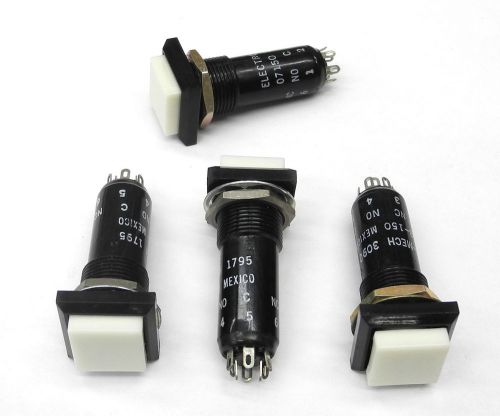 FOUR New Electro-Mech 07150 DPDT Square Momentary Illuminated Switches. SW