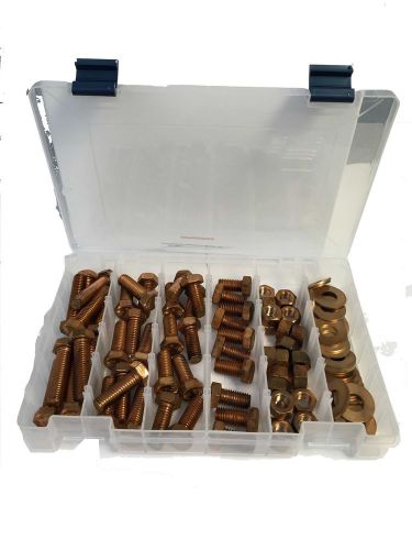 100 pc. silicon bronze fastener assortment hex bolts, nuts and washers for sale