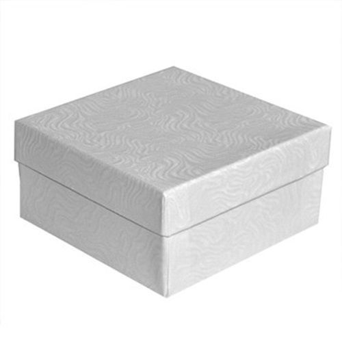 100 White Swirl Cotton Filled Jewelry Packaging Gift Boxes 3 1/2&#034; x 3 1/2&#034; x 2&#034;