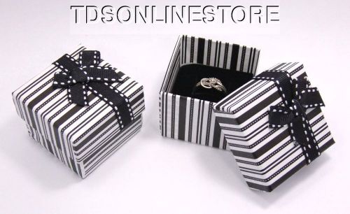 Black And White Striped Ring Gift Boxes With Bow Lot Of 12
