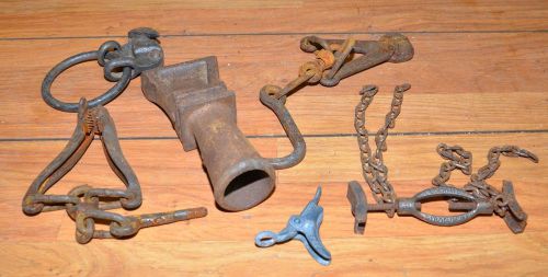 5 antique barb wire fence stretcher collectible forged early farm ranch tool lot