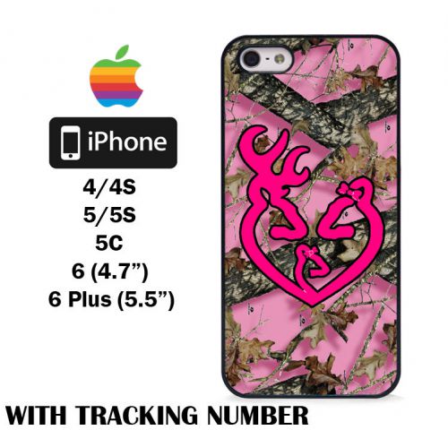 New Model Pink Browning Deer Cute Hard iPhone 4 4S 5 5S 5C 6 6 Plus Case Cover