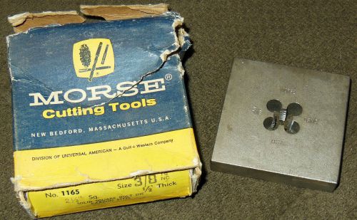 MORSE CUTTING TOOLS No.1165 2 1/2&#034; Square 3/8&#034; 16NC Solid Bolt Die Carbon Steel