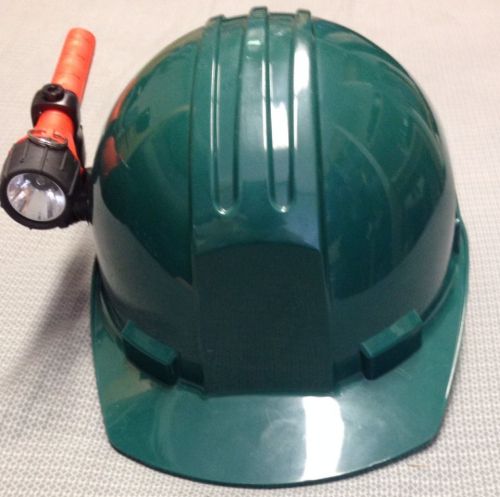 Type 2 class e green hard hat with 2aa responder flashlight for sale