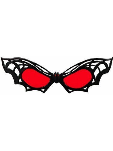 Gothic Bat Costume Glasses - Black with Red