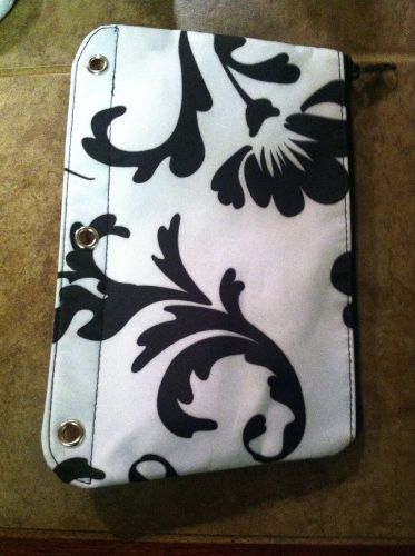 Studio C by Jackie Mcfee Binder Pencil Pouch Black And White Damask